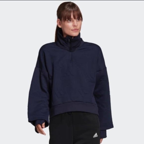 Adidas AEROREADY LOGO JACQUARD HALF-ZIP SWEATSHIRT